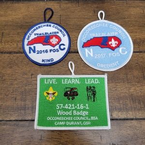 Boy Scout Of America Occoneechee Council Patches 2016 2017 Wood Badge Lot Of 3